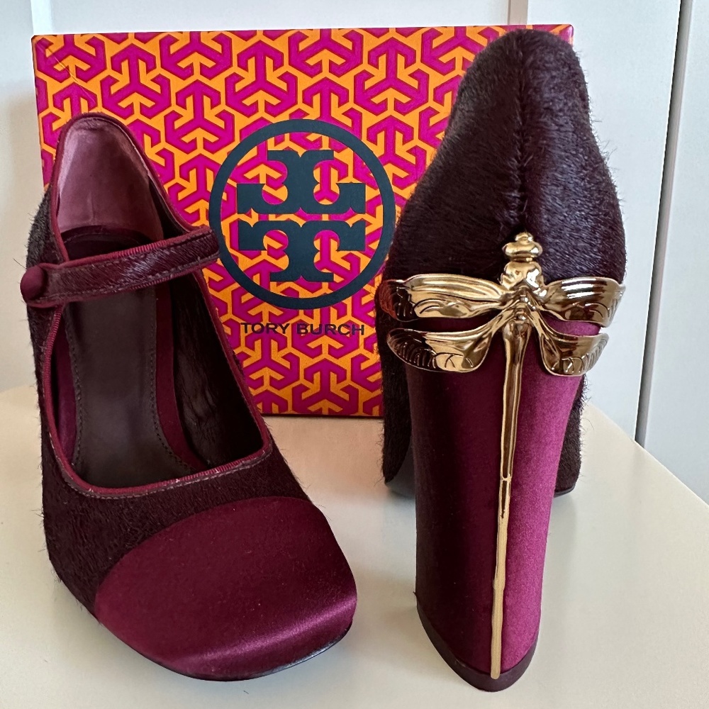 Tory Burch Cap Toe Mary Jane Pumps Imogene Dragonfly High Heel
